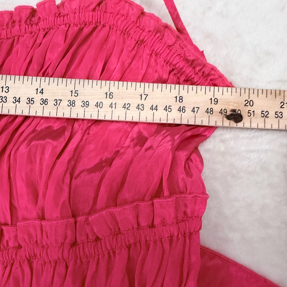J. Crew Hot Pink Ruched Midi Dress - Picture 8 of 9